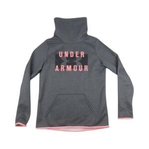 Under Armour ColdGear Storm Funnel Neck Sweatshirt Gray Pink Size Small